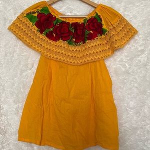 Yellow Mexican Artisan Embroidered Top